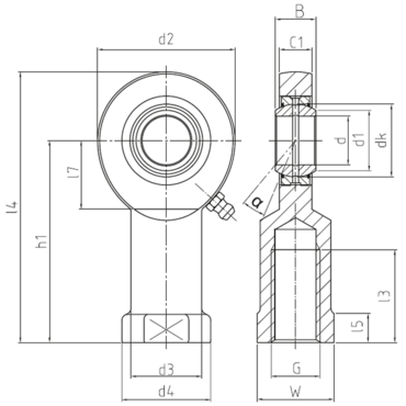 Stangkop Onderhoudsplichtig Staal/staal Binnendraad rechts Serie: DSI
